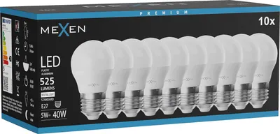 Obrázok produktu pre Mexen Nova 10x LED žiarovka E27, G45, 5W, neutrálna - 4000K, 525 lm - L101-E27-0540-01x10