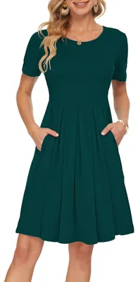 Produktbild von AUSELILY Dunkelgrün Kleider Damen Sommerkleid A Linie Kleid Casual Freizeitkleid