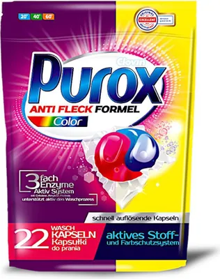 Zdjęcie produktu dla Purox Kapsułki do Prania Color 22 sztuki