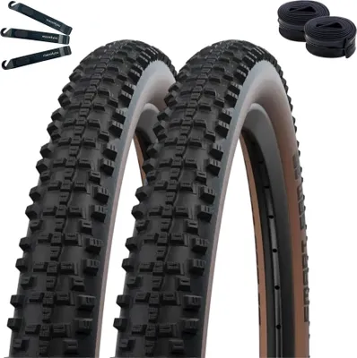 Immagine prodotto di 2 x pneumatici Schwalbe Smart Sam ADDIX Performance Line nero/bronzo 65-584 (27,5 x 2,60) + 2 x camere d'aria Schwalbe AV21F incl. leve per pneumatici maxxi4you