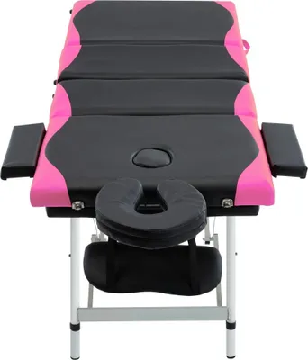 Productafbeelding van vidaXL Massagetafel, opvouwbaar, 4 zones, aluminium frame, zwart en roze