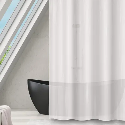 Produktbild von MSV Duschvorhang, Polyester, Romana, 240 x 200 cm, Weiß/Transparent