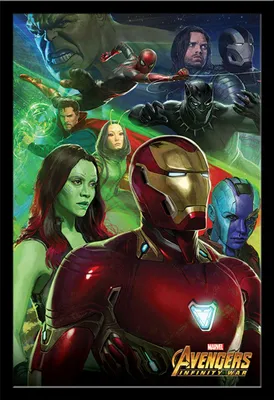 Produktbild von Avengers - Infinity War - Poster - Iron Man + Wechselrahmen, Shinsuke® Maxi MDF schwarz, Acryl-Scheibe
