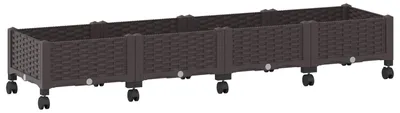 Immagine prodotto di vidaXL Fioriera da giardino con ruote, marrone, 160 x 40 x 29 cm, in PP
