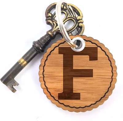 Produktbild von Mr. & Mrs. Panda Taschenanhänger F - Geschenk, Zahlen, Alphabet, Holz Schlüsselanhänger, Holzanhänger, Buchstaben, Hotel, Zeichen, Zimmer, Anhänger
