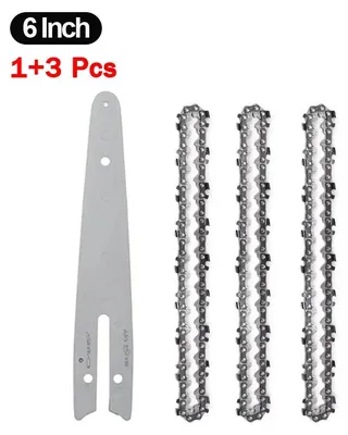 Produktbild von Mini Kettensäge Ersatzteile - 15 cm Führungsschiene und Ketten - 1 Führungsschiene 3 Ketten - Für Akku Elektrokettensäge - Holzsägen - Gartenarbeit