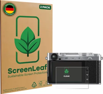 Produktbild von 2x ScreenLeaf Schutzfolie für Fujifilm X-E5 nachhaltiger Displayschutz Display Schutz Folie Klar Transparent