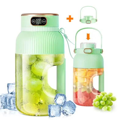 Produktbild von 1200ml tragbarer Mixer, 10-Klingen-Messer, Typ-C-Ladung, 2-in-1-Becher mit Deckel, für Fitness, Zuhause & Outdoor