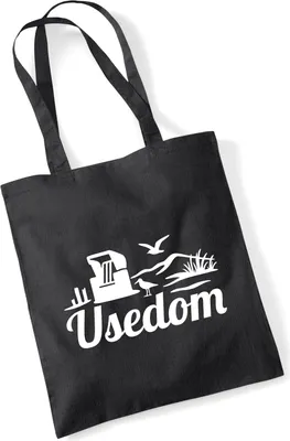 Produktbild von Huuraa Jutebeutel Usedom Strandmotiv 10 Liter Black Baumwolle Tasche Geschenkidee