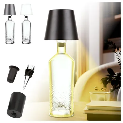 Produktbild von LED Flaschenlampe Bottle Light V2442 – Dimmbare Deko-Leuchte mit 3 Lichtfarben und TOUCH-Funktion für Innen & Außen schwarz