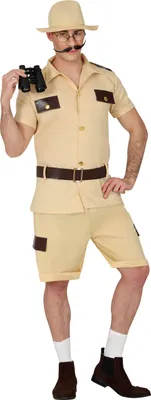 Produktbild von Militarische Abenteuerkostume Safari Hut 40er Jahre Vintage Karnevalskostüm Entdecker Uniform Kostüm Erwachsene Festival, Größe: 52 - 54 (L) Farbe: Beige / Braun