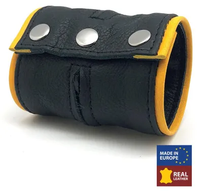 Produktbild von Lederarmband – schwarz/gelb – mit Reißverschluss – L