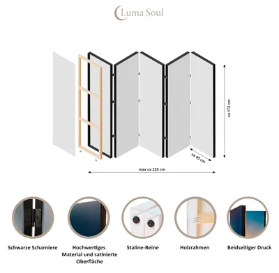 Immagine prodotto di LUMASOUL Paravento Bifacciale, paravento divisorio per interni, Motivo boho, 225x172 cm