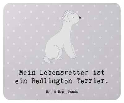 Produktbild von Mr. & Mrs. Panda Mauspad Bedlington Terrier Lebensretter - Grau Pastell - Geschenk, mousematte, Mouse Pad, pc mousepad