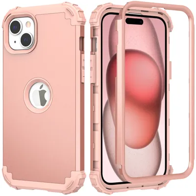 Immagine prodotto di Custodia per iPhone 15 Hybrid 3in1 PC e TPU antiurto, custodia resistente Oro rosa