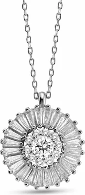 Produktbild von Dkeniz Anhänger mit Kette 925/- Sterling Silber 42cm + 3cm weiß Zirkonia weiß 145250057
