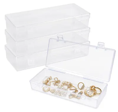 Aufbewahrungsboxen mit Deckel, 4er-Set, 15,5x6,4x3 cm, transparent
