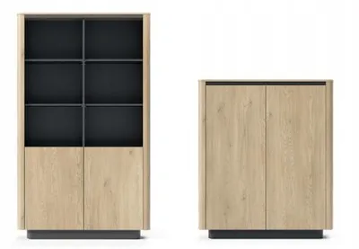 Produktbild von Wohnwand Set Torro 2-teilig | Regal & Highboard in Eiche Cremona | Möbelset Wohnzimmer Modern grifflos