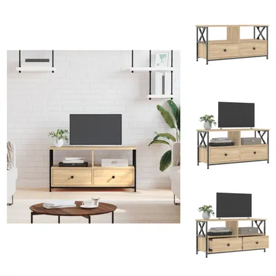 Zdjęcie produktu dla vidaXL Szafka pod TV dąb sonoma 90x33x45 cm materiał drewnopochodny i żelazo - Meble TV