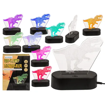 Produktbild von 3D Lampe leuchtender T-Rex I 7 Farben Kinderzimmer Nachtlicht I USB betrieben I Dino Farbwechsel-Leuchte