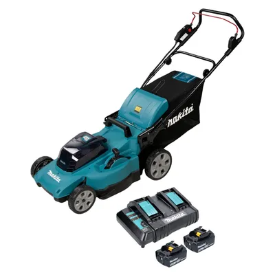Obrázok produktu pre Makita DLM 480 CM2 Akumulátorová kosačka na trávu 36 V ( 2x 18 V ) 48 cm 62 l + 2x akumulátor 4,0 Ah + nabíjačka