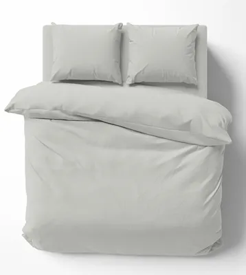Produktbild von 3 tlg Bettwäsche-Set 240x220 cm Uni grau Doppelbett Bettbezug Renforcé Baumwolle
