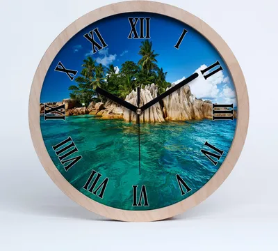 Produktbild von Holzuhr 20fi cm wanduhr - schwarze Spitzen - tropische Insel