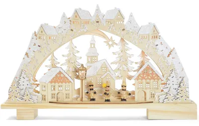 Produktbild von Riffelmacher LED Schwibbogen "Kurrendesänger im Dorf" 45 x 27 cm - 76242 | Natur Weiß