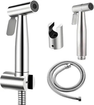 Productafbeelding van Bidet-handdouche - Roestvrijstalen handdouche - Handsproeier - Bidet - Toilet - Doucheslang 1-5 m en houder - Bidet-sproeier voor toilet - Badkamer
