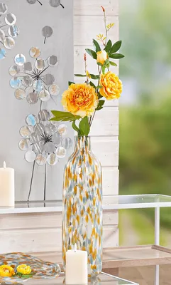 Imagen del producto de Gilde Glasart, Flaschenvase, "Joyce", gesprenkelt, Glas, blau, braun, klar, weiß, VE 1, H. 45 cm, D. 13 cm Höhe: 45.00 cm Durchmesser: 13.00 cm 57771
