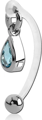 Produktbild von viva-adorno Intimpiercing KVV Christina Bioflex Piercing Banane Kristall Tropfen Anhänger Bauchnabelpiercing Z550, aqua