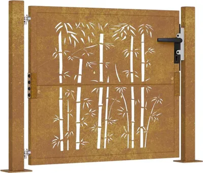 Produktbild von vidaXL Gartentor 100x75 cm Cortenstahl Bambus-Design