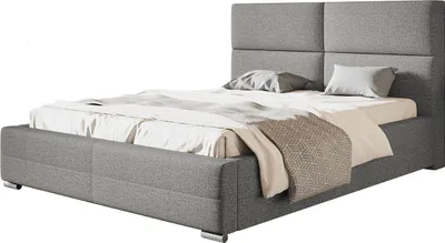 Produktbild von Polsterbett Lissabon mit Kopfteil, 180x200 cm, Doppelbett mit Bettkasten und Lattenrost aus Holz, Strukturstoff, Farbe: Grau