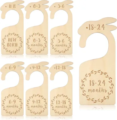 Produktbild von Maatverdelers aus Holz, 7 Stück, für Babygrößen, zur Kleiderorganisation