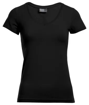 Image de Promodoro - T-shirt pour femmes, col en V, coupe étroite LT2753 (M) (noir)