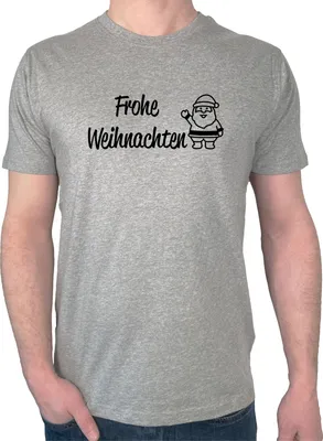Produktbild von Huuraa Herren T-Shirt Frohe Weihnachten Weihnachtsmann M Sport Grey Bio Baumwolle Fairtrade Herrenshirt Geschenkidee