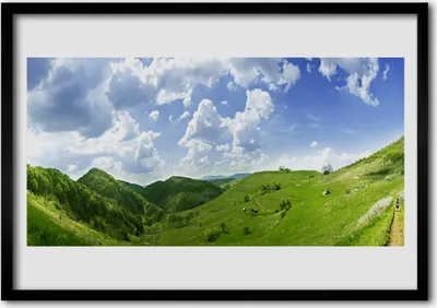 Produktbild von Bild 70x50 MDF-Rahmen Wandkunst Mountain Meadow Nature Feld