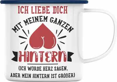 Produktbild von Trendation -  Emaille Tasse für Freund Geschenk mit Sprüchen Valentinstag Emaille Emaille Tasse Spruch Liebe (Blau)
