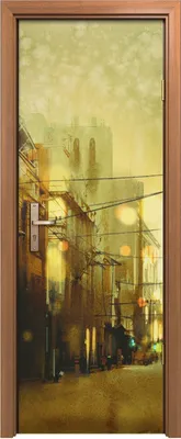 Produktbild von Türposter 70x200 cm Türaufkleber Türtapete Türfolie Klebefolie Malerei Straße Stadt Vintage Stil