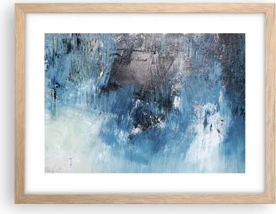 Produktbild von Gerahmtes Poster - Rahmen in heller Eiche - Abstraktion Blau Schwarz - 40x30 cm - Wand Bild - Wanddeko - Wandbilder - Wandposter - Bilderrahmen - Bilder - Kunstdruck - Wandbild - P2NAA40x30-4155