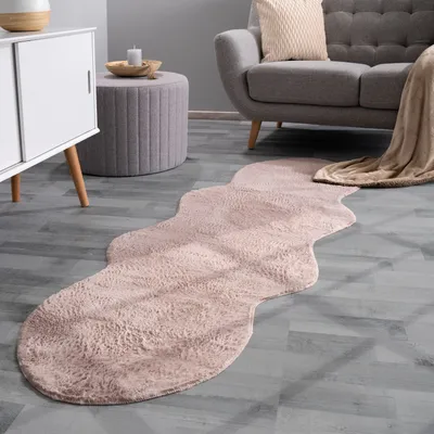 Produktbild von TT Home Wohnzimmer Teppich Unifarben Flauschig Modern Kunstfell Kurzflor Größe 70x200 cm Fell-Form