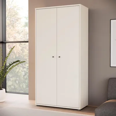 Produktbild von Forte TEMPRA 2 Schrank 70 80, moderner Mehrzweckschrank 2-türig, Schlafzimmer, Wohnzimmer, Holzwerkstoff, Büro, Kaschmir|Beige, 73,7 cm breit x 149,5 cm hoch x 34,8 cm tief