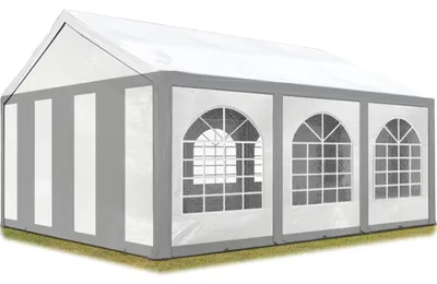 Produktbild von Hochwertiges Partyzelt 3x6 m Pavillon Zelt ca. PE Plane 450 N Gartenzelt Festzelt Bierzelt Wasserdicht grau-weiß