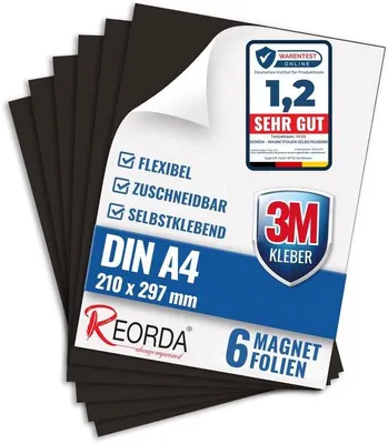Produktbild von Magnetische Folie A4 selbstklebend stark für Kühlschrank
