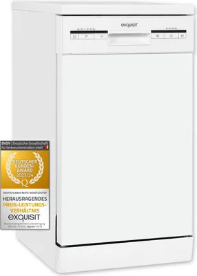 Produktbild von Exquisit Geschirrspüler GSP9109-030E weiss | Spülmaschine 45 cm | ECO-Modus | Maßgedecke: 9 | Standgerät