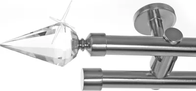 Produktbild von Edelstahl Look Gardinenstange Ø 20mm Deckenträger 2-läufig zweiläufig Deckenbefestigung Spitze Kristall D41 E37E30 RR
