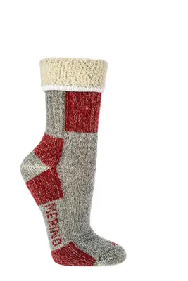 Produktbild von Merino Trekkingsocken Wandersocken 85% Wolle Grau Rot Gr. 43-46 1 Paar