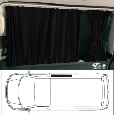 Produktbild von Maß Gardinen für VW T4 nur für Schiebetür in Schwarz