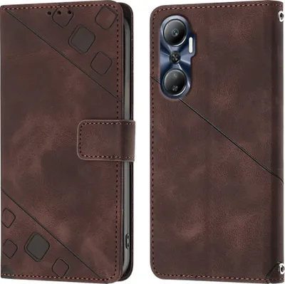 Produktbild von Hülle für Infinix Hot 20 4G X6826 Prägung Flip Leder Brieftasche Schutzhülle mit Ständer Braun