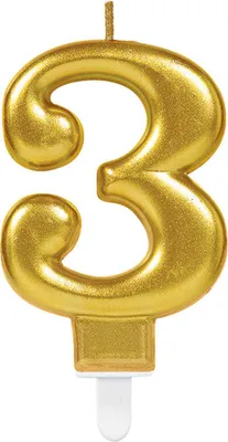 Zdjęcie produktu dla Świeczka Cyferka 3 Sparkling Celebrations Złota